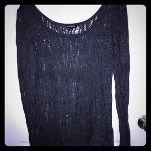 EXPRESS- dark gray holey patterned top